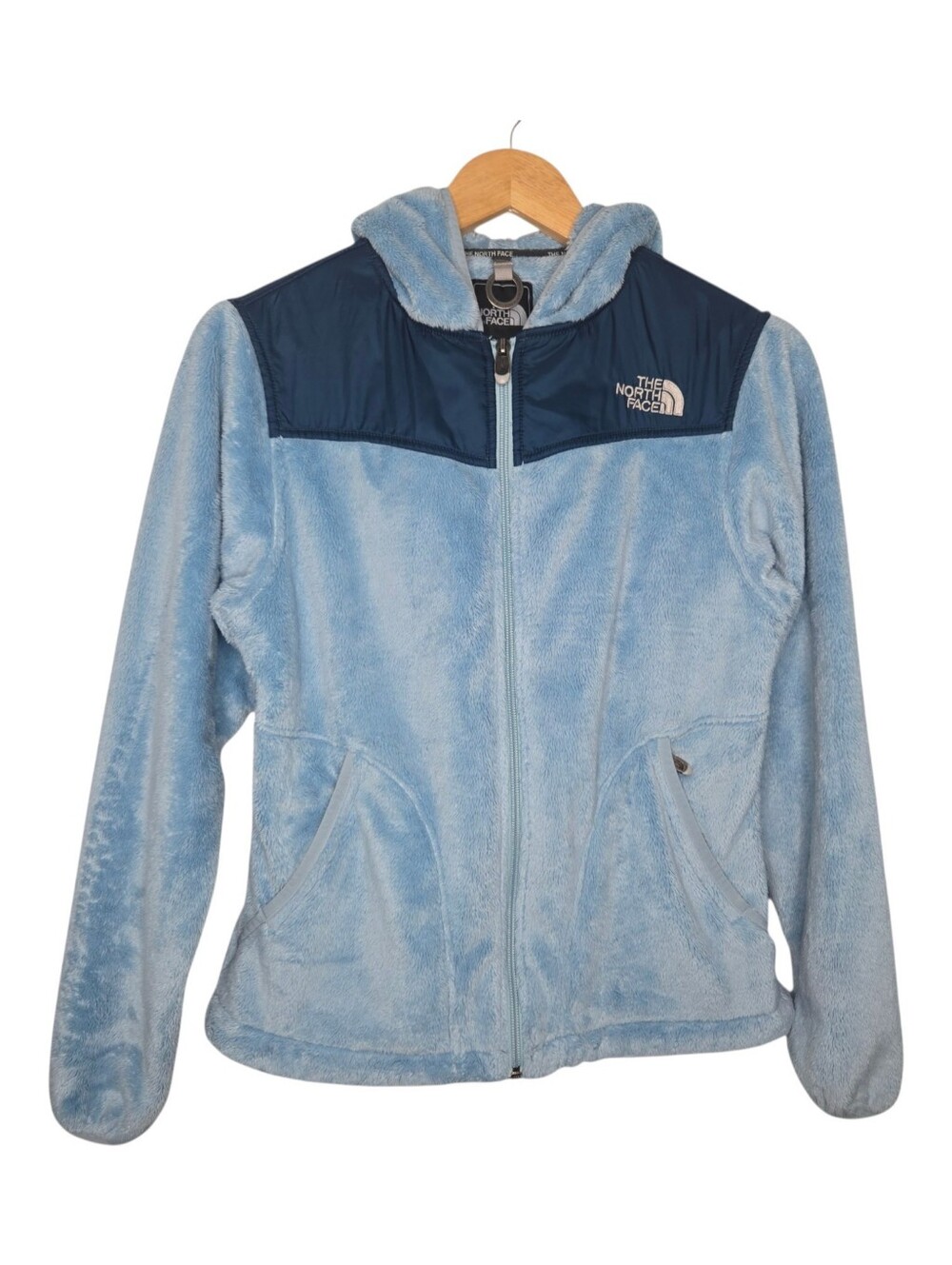 The North Face Womens Light Blue Oso Fuzzy Fleece Full Zip Hoodie Jacket Small